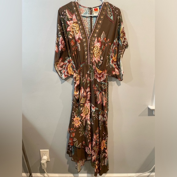 Farm Rio Valentina Brown Midi Dress - Picture 4 of 6